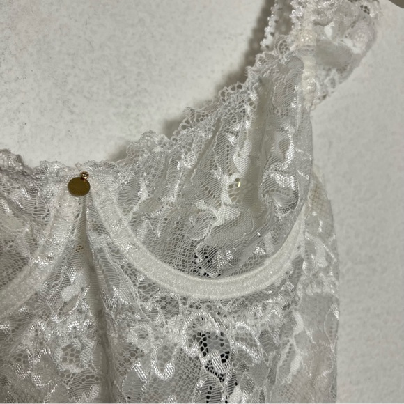 Gooseberry Intimates Tops Nwt Gooseberry Intimates Coquette Ruffle White Bodysuit Lingerie